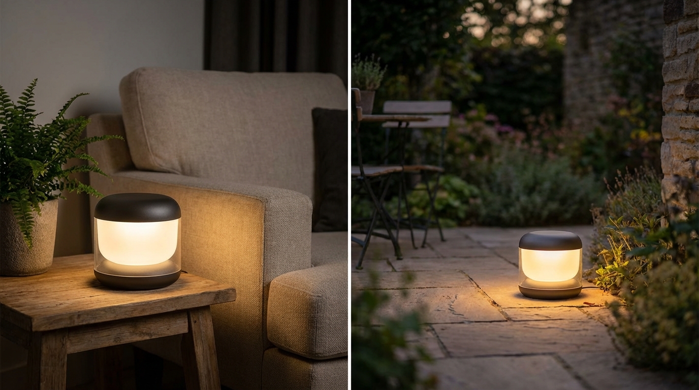 découvrez la joy lamp de lucide, une lampe rechargeable et portable idéale pour illuminer tous vos espaces, à l'intérieur comme à l'extérieur.