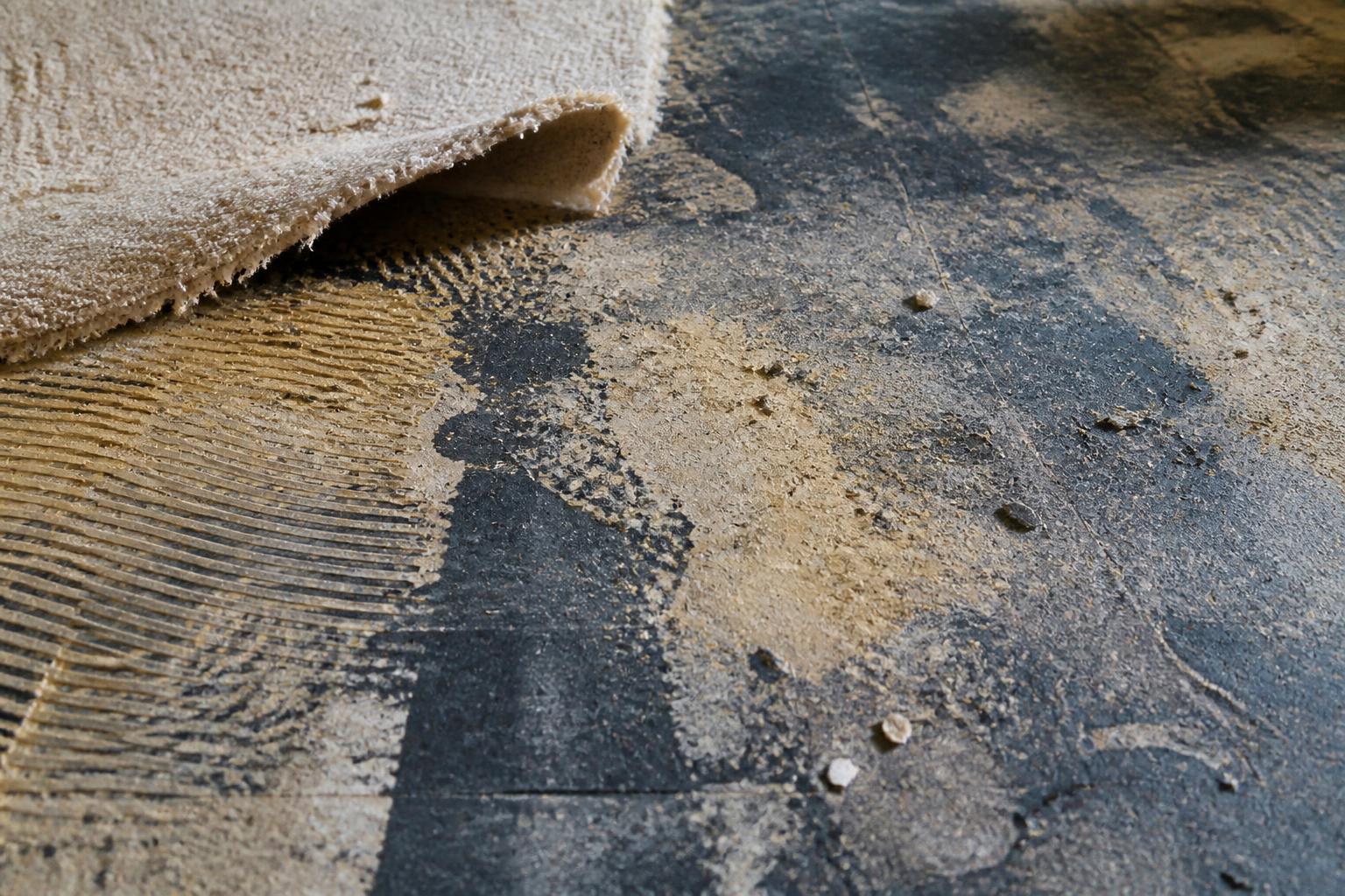 découvrez comment reconnaître la colle amiante sous moquette grâce à 7 couleurs photographiées et une analyse de laboratoire approfondie des 3 cas litigieux.