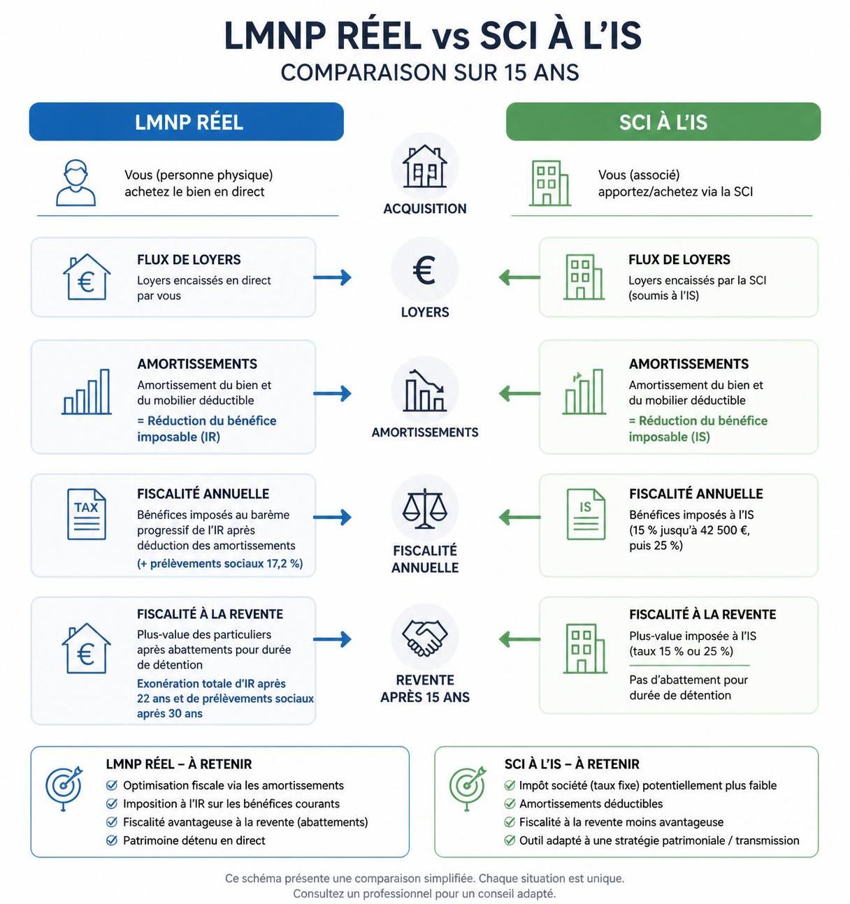 découvrez une simulation détaillée sur 15 ans comparant la sci à l'is et le statut lmnp réel, et comprenez pourquoi j'ai choisi de basculer après l'acquisition de 3 biens immobiliers.