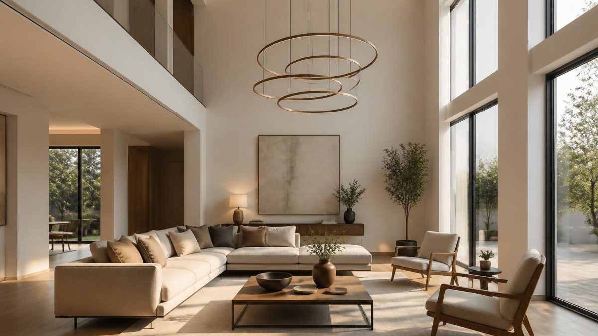 découvrez pourquoi j'ai rejeté 4 propositions de luminaires avant de choisir la parfaite pour un salon de 42 m² avec 6 m sous plafond, alliant style et fonctionnalité.