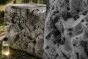Travertin noirci d&rsquo;extérieur après 4 ans : l&rsquo;analyse au microscope qui a identifié le bon décapant