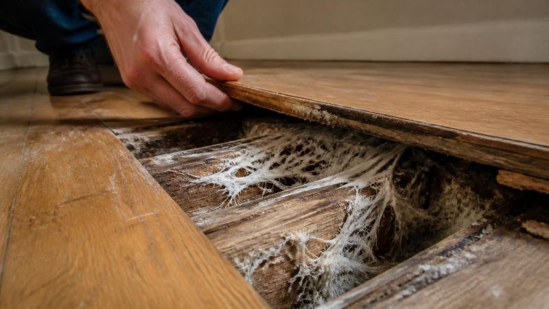 Comment j’ai détecté un mérule sous le parquet en visite n°2 (la photo qui a fait baisser le prix de 41 000 €)