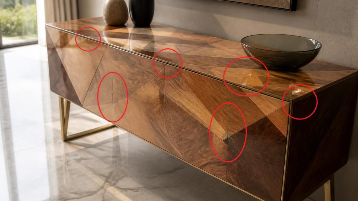 découvrez pourquoi j'ai renvoyé une console marqueterie à 14 200 €, en révélant les 6 défauts majeurs que les showrooms passent sous silence.