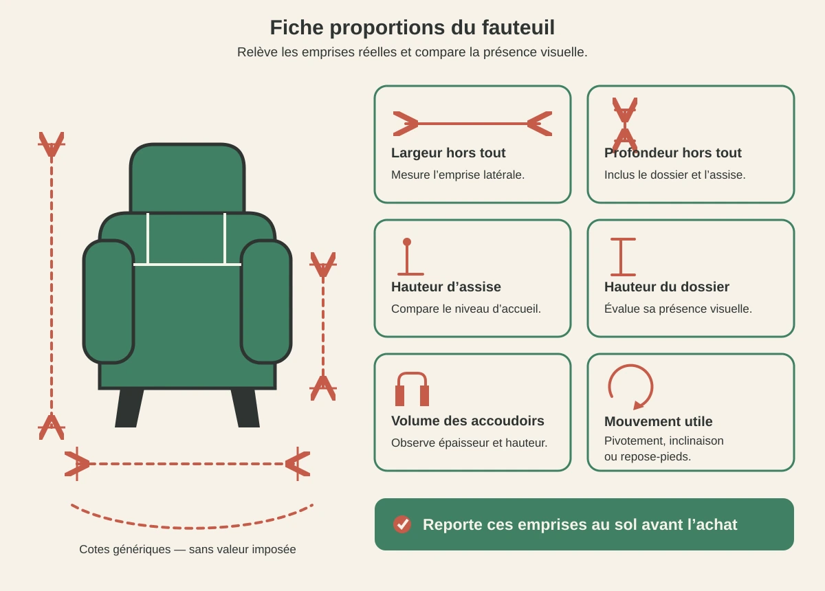 Repères à relever pour le gabarit d’un fauteuil