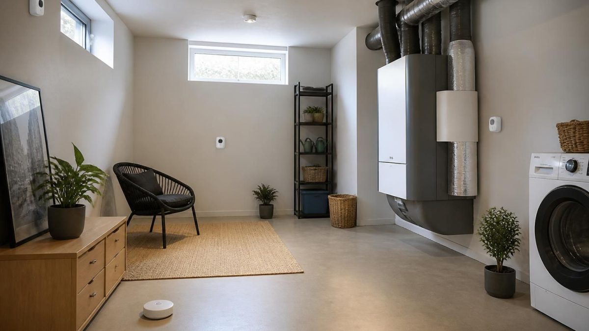 analyse du radon en rez-de-chaussée semi-enterré avec 6 mesures réalisées sur 90 jours et l'impact d'une vmc efficace ayant réduit la concentration par 4.