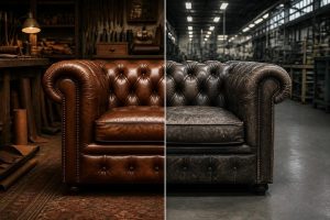 Tapissier décorateur vs upholstery industrielle : le canapé Chesterfield refait 2 fois en 5 ans