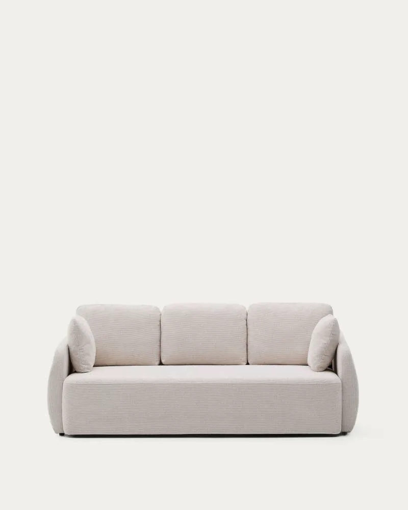 Canapé-lit Laira en chenille écrue Kave Home vu de face