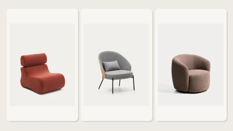 Sélection de trois fauteuils Kave Home du comparatif
