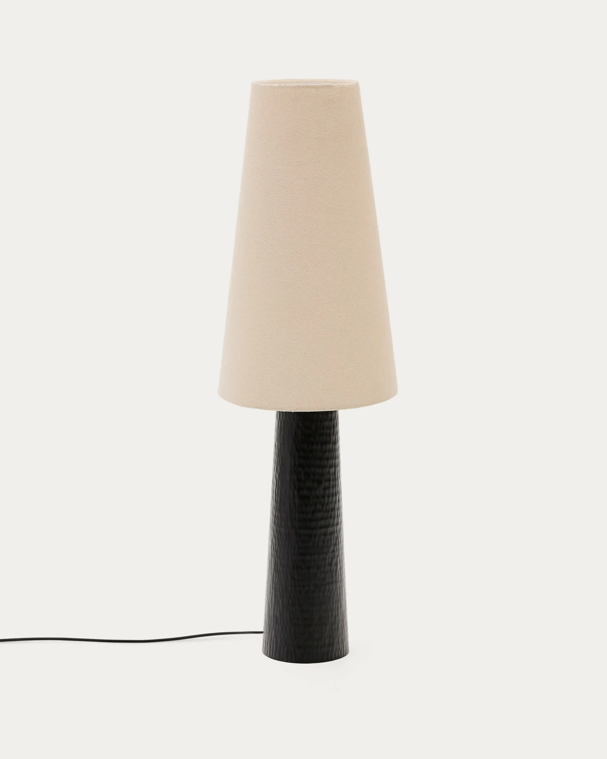 Lampadaire Senni noir en métal avec abat-jour textile