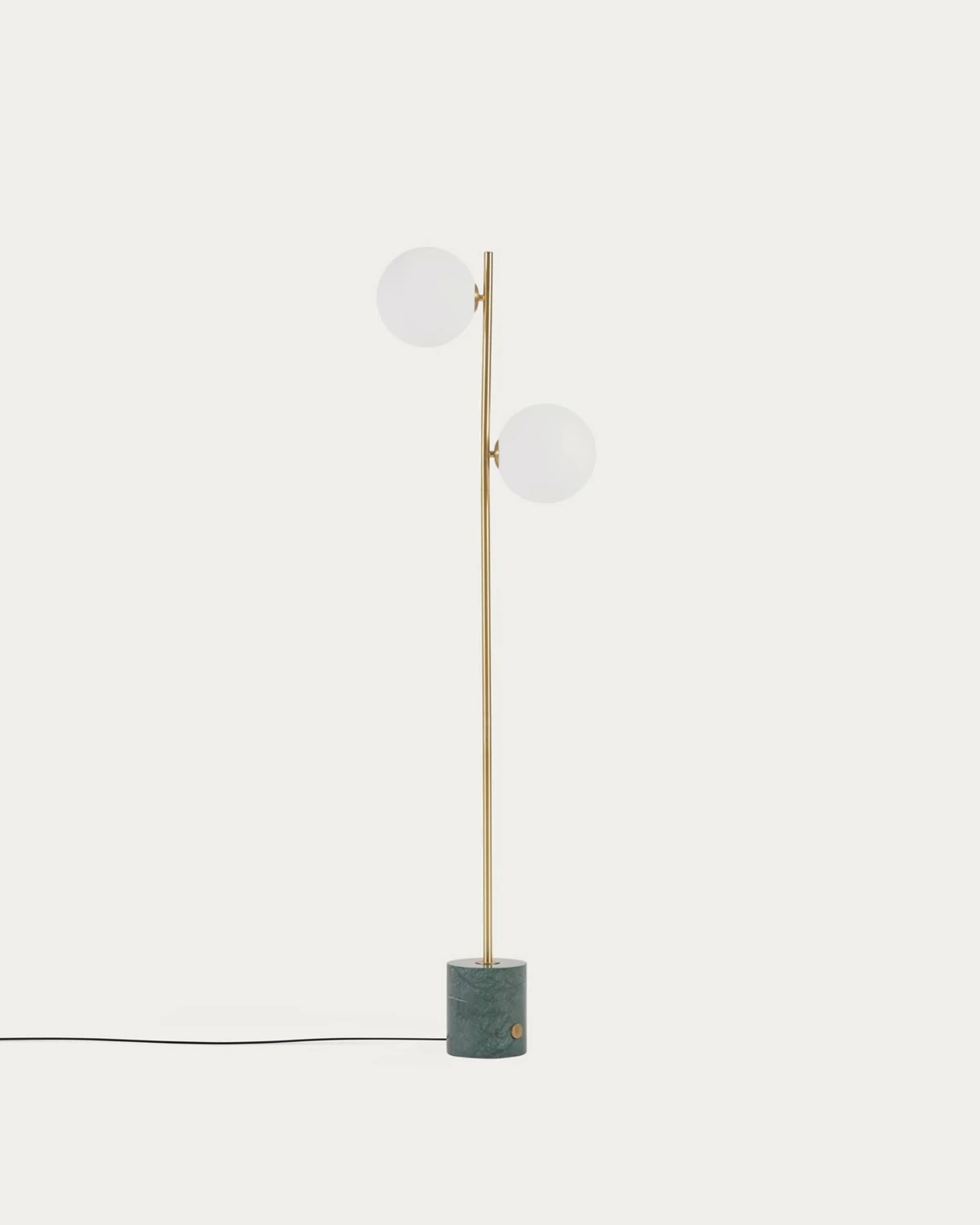 Lampadaire Lonela avec base en marbre vert et deux globes en verre
