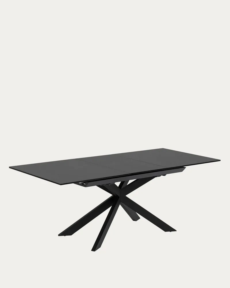 Table Atminda ouverte à 210 cm avec rallonge auto-rangée en verre
