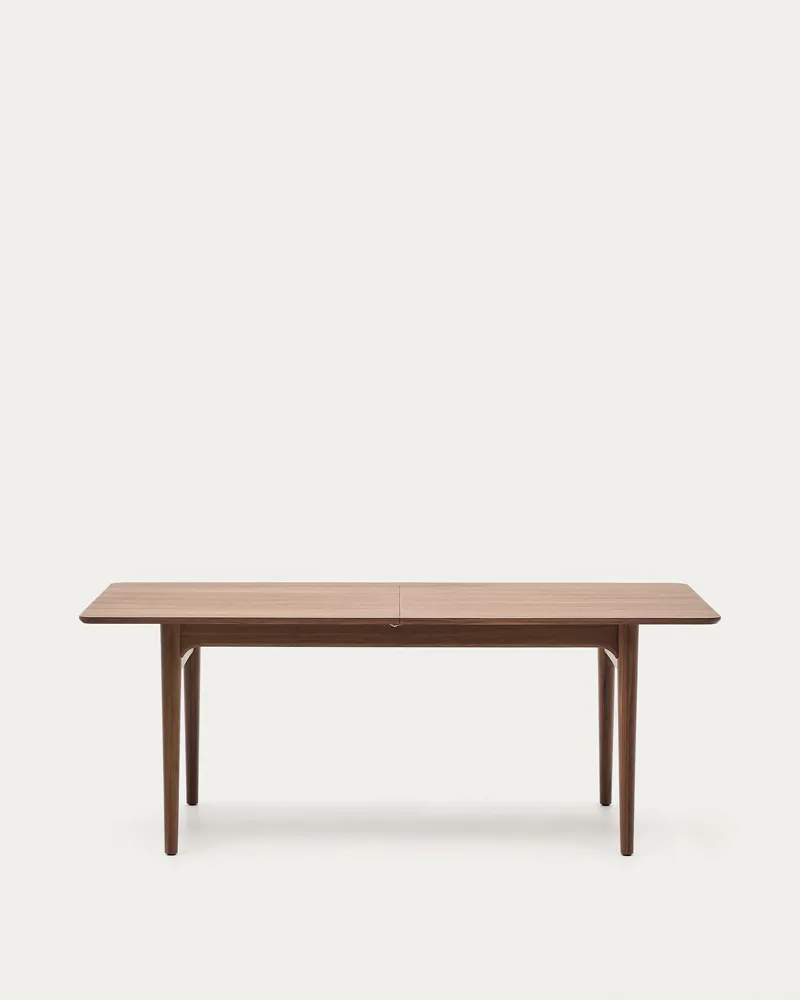 Table extensible Elan en placage et bois de noyer, format fermé 200 cm