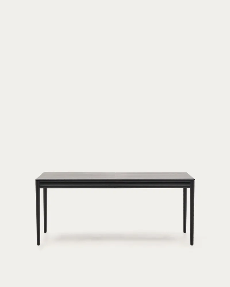 Table extensible Lenon noire en placage de frêne et chêne, format fermé 160 cm