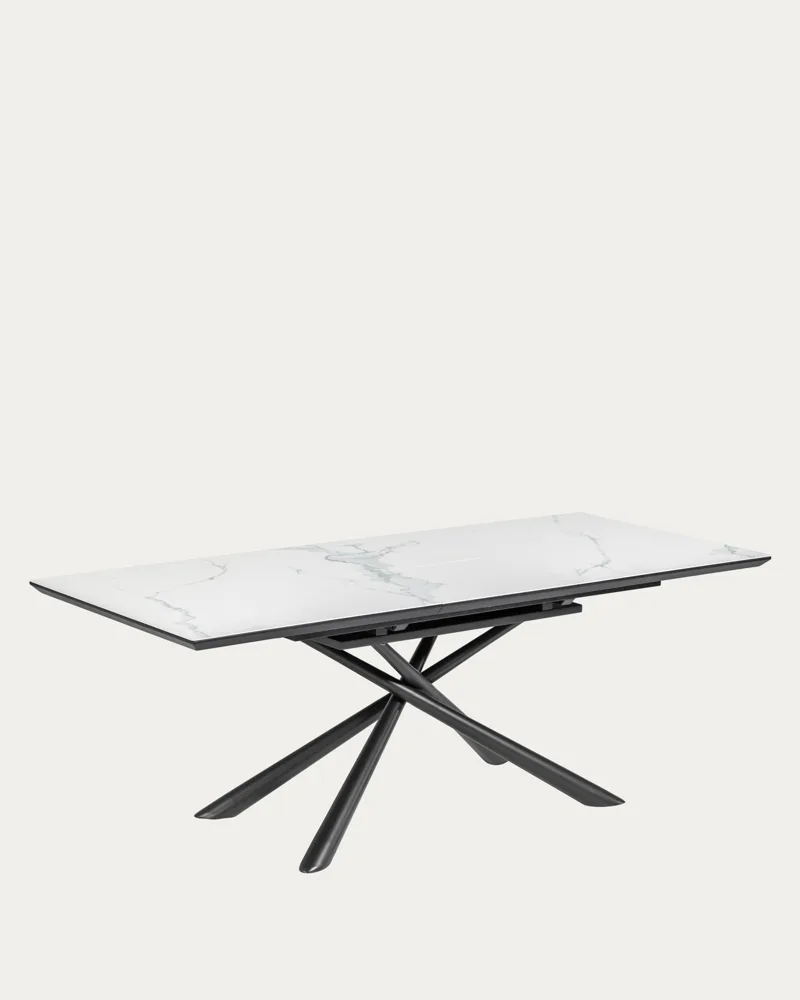 Table Theone ouverte à 210 cm avec rallonge papillon en grès cérame