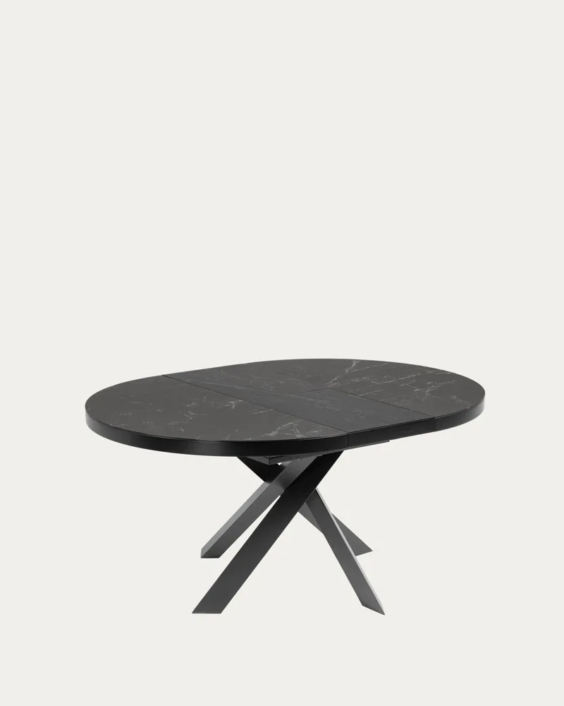 Table Vashti ouverte à 160 cm avec rallonge papillon en grès cérame