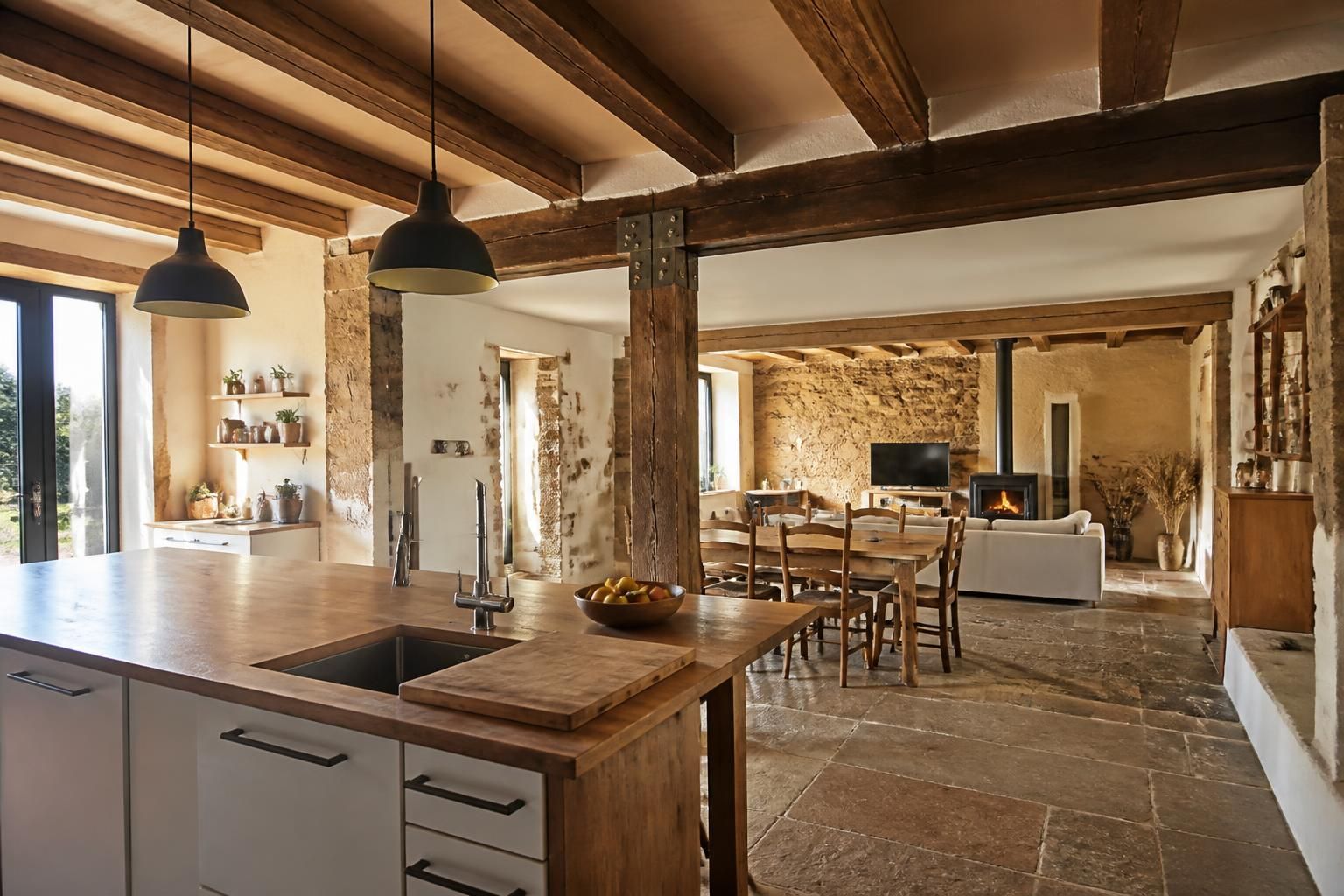 découvrez comment aménager une cuisine ouverte dans une longère de 1850 en tenant compte des murs en pisé, une contrainte architecturale souvent inattendue.