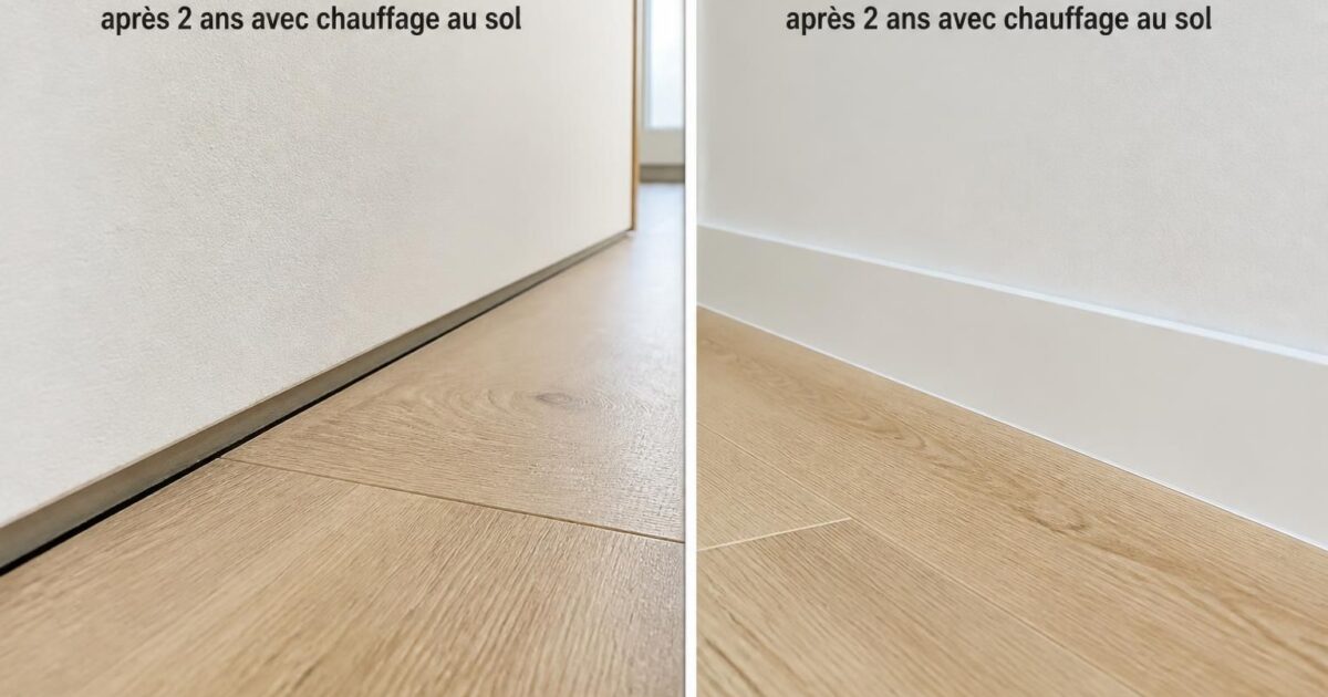 Joint creux ombre 6 mm vs plinthe affleurante : le rendu après 2 ans de chauffage au sol